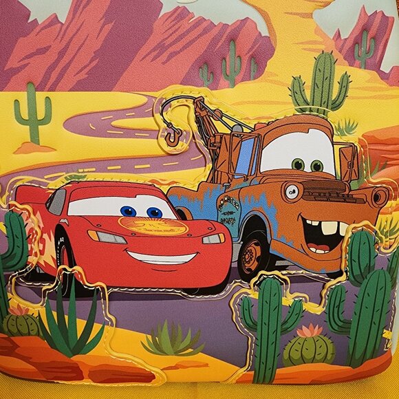 Loungefly Disney Pixar Cars Lightning McQueen and Mater Desert Mini Backpack NEW - Picture 3 of 11